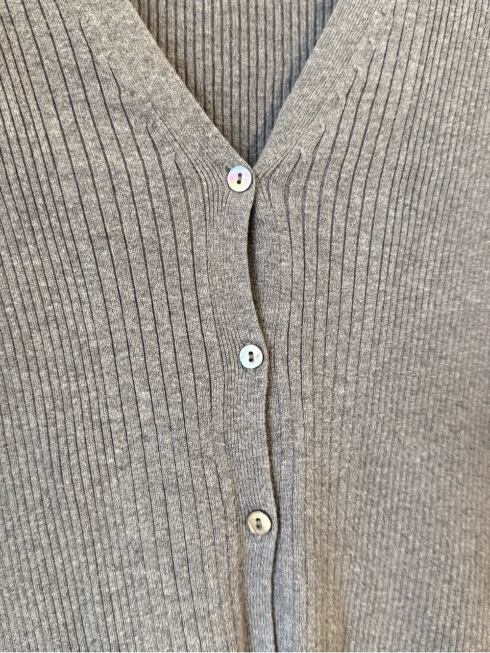Vtg Coastal Corner Sweater Grey Cotton Button Front Ribbed Cardigan Sz L Office - Picture 3 of 11